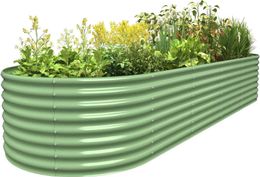 Planters Pots 9 feet (length) x 3 (width) 2 (height) galvanized vertical garden bed outdoor metal used for flowers gardening light greenQ240517