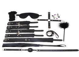10 PARTS LOT New leather bdsm bondage Handcuff Set Erotic Sex toys for couples female slave game SM Sexy handcuffs Erotic Toys3987847
