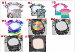 Leopard Print Sublimation Bleached Shirts Heat Transfer Blank Bleach Shirt Bleached Polyester TShirts US Men Women Custom TShirt9978838