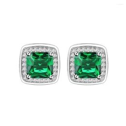 Stud Earrings Models S925 Pure Silver Artificial Gem Women's Synthetic Grandmother Green Small And Versatile Fashion