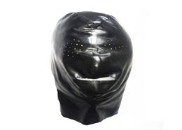 Breathable Latex Party Head Mask BDSM Sex Bondage Hoods with Small Eye Holes Black For Women RJDBY0013947436