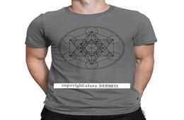 Metatrons Cube Flower Of Life Tops T Shirt Men039s Cotton Crazy TShirt Sacred Geometry Magic Mandala Tee Fitness 2106296451903