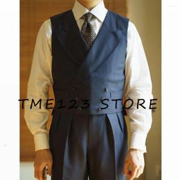 Men's Vests Serge Vest Business Casual Double Breasted Sleeveless For Men Waist Coat Suit Male Gilet Mens Formal Man