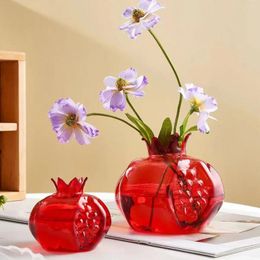 Vases Minimalist Pomegranate Glass Vase Desktop Hydroponic Mini Fresh Flower Set Terrarium Decoration