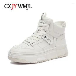 Casual Shoes CXJYWMJL Genuine Leather High Top Sneakers For Women Plus Size Autumn Vulcanised Lace Up Thick Soled Sports