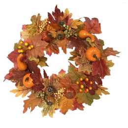 Decorative Flowers Autumn Pumpkin Wreath Festival Atmosphere Po Props Harvest Door Garland For Farmhouse Home Celebration Outdoor Wedding