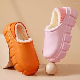 Slippers Women's Plus Velvet Waterproof Warm Cotton Shoes Bag Heel Home Anti-Slip Indoor Thick Sole