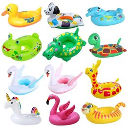 Sand Play Water Fun Baby swimming pool floating dinosaur ring inflatable flamingo game childrens toy frog turtle Q240517