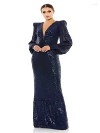 Party Dresses Elegant Mermaid Evening Luxury Full Sleeveless V-Neck Formal Occasion Sequin Prom Gown Vestidos