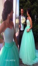 2019 Mint Green Quinceanera Dresses New Turquoise Ball Gown Tulle Beaded Dream Dresses Evening Party Gowns7975734