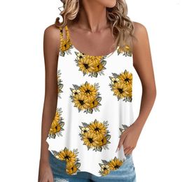 Women's Tanks Fashion Casual Printed Vest U-Neck Sleeveless Suspenders Top Fashionable And Simple Clothing & Camis