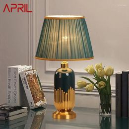 Table Lamps APRIL Modern Ceramic Lamp LED Simple Creative Green Nordic Bedside Desk Light For Home Living Room Bedroom Decor