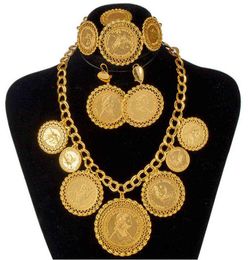 Coin NecklaceEarringRingBracelet Dubai Jewellery Sets For Women Gold Colour Coins ArabicAfrican Bridal Turkey Wedding Gifts 211206266433