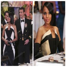 Kerry Washington Scandal Celebrity Dresses Olivia Pope Black and White Evening Gowns Women Formal Dresses Red Carpet Dresses for L4861550