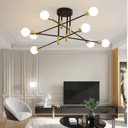 Chandeliers Living Room Chandelier For Bedroom Decor Pendant Ceiling Lamp Kitchen Light Glass Globe Lampshade Modern Luxury