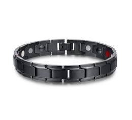 Magnetic Bracelet Auniquestyle Black Men039s Health Bracelets Bangles Magnetic 316L Stainless Steel Charm Bracelet Women Bio E6889939