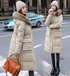 Women039s Down Parkas Winter Cotton gepolsterte Jacke 2021 Frauen39s Kapuze -Fellfell Big Collar Long Coat Koreanische Mode 1620786