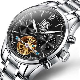 Wristwatches CARNIVAL Original Design Tourbillon Skeleton Watches Mens Top Automatic Mechanical Watch Luminous Date Reloj