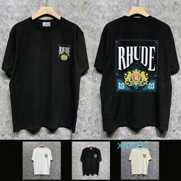 Trendy Rh Limited Rhude Leisure High Street Hip Hop Yaz Yeni Gevşek Yuvarlak Boyun Kısa Kollu T-Shirt UZ50