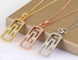 Selling Designer Necklaces High Quality Bulga Chain Jewellery Classic Full Drill Paper Clip Pendant Necklace Men and Women Valen18035781725