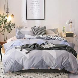 Bedding Sets Duvet Cover Set White Black Geometric With Zipper Ties Triangle Print 2 Pillowcases El Quality Soft