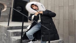 Winter Faux Fur Collar Hooded Women Parka Coat Solid Maxi Long Down Cotton Padded Female Jacket Black Casual Ladies Outwear6602856
