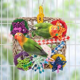 Other Bird Supplies Weaved Net Safe Pet Parrot Swing Toy Cage Toys Chew Colorful Five-pointed Star Suppiles