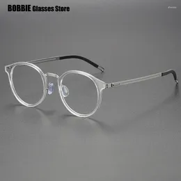 Sunglasses Frames 2024 Titanium Glasses Frame For Men Women Vintage Round Myopia Optical Eyewear Screwless Prescription Eyeglasses Spectacle