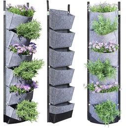 Planters Pots 6 bags of green vertical garden plant bags 107X 30cm wall mounted plant growth jar home garden vegetable and fruit suppliesQ240517