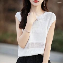 Women's Sweaters 2024 Spring/Summer Short Sleeved Cashmere Sweater Pullover Tank Top T-shirt Knitted Bottom