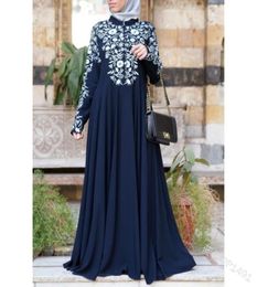 Casual Dresses 2021 Muslim Women Dress Turkish Abaya Printed Flower Maxi Kimono Open Robe Dubai Ramadan Kaftan3852437