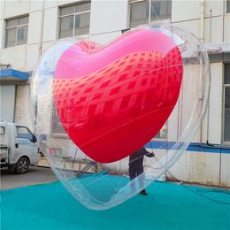 البيع بالجملة 4M 13ft عالية التضخم البالون القلب المركز الأحمر القابل للنفخ لزينة مرحلة الموسيقى