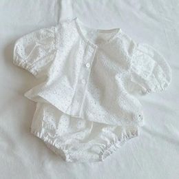Clothing Sets Baby Girls Summer Short Sleeve White Lace T-shirt Shorts 2Pcs Clothes Infant Born Sweet Princess Suits