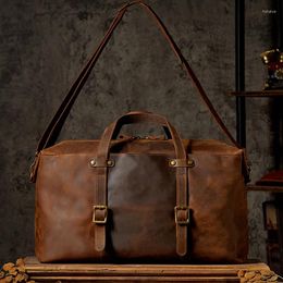 Duffel Bags Genuine Leather Travel Totes Men Vintage Cowhide Messenger Bag Large Capacity Luggage Outdoor Activity Shoulder