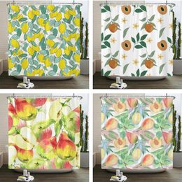 Shower Curtains Fruit Curtain Orange Banana Peach Watermelon Pattern Cute Kids Bathroom Decor Polyester Fabric Waterproof Bath