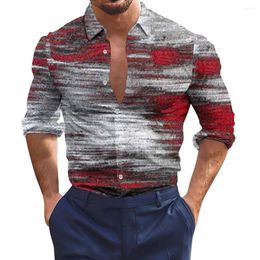 Men's Casual Shirts Top Shirt Fitness Long Sleeve Mens Muscle Party Printed T-Shirt Button Down Collared Dress Up
