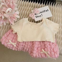 Clothing Sets Children's Top And Bottom Suit Summer Girls Cute Clothes Baby Fashion Short-Sleeved Bud Pants Two-Piece 2-8 Year 2024