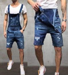 Denim Shorts Bib Overalls For Man Ripped Shorts Jeans Jumpsuits High Street Distressed Suspender Pants Size SXXXL5654779