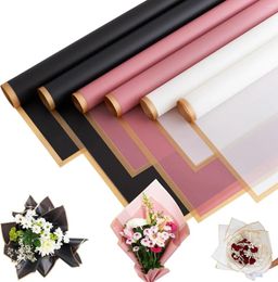 Gift Wrap 20x Flower Wrapping Paper Golden Border Rose Korean Style Half Transparent Florist Bouquet Material