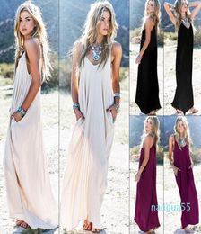 Fashion Women039s Summer Boho Casual Long Maxi Evening Party Cocktail Beach Dress Sundress Belt Collar Pocket Long Skirts Sexy6008958