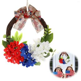 Decorative Flowers 4th Of July Wreath Independences Day Decorations Patriotic For Front Door Garden Window Suction Cups
