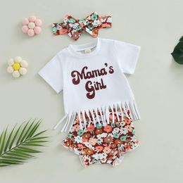 Clothing Sets 2024 Born Baby Girls Clothes Summer Toddler Outfits Letter Tassel T-shirt Tops Shorts