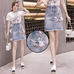 Skirts Ladies Decal Hole Fur-lined Denim Mini Skirt Women Many Sizes Casual High Waist Jeans Girls Fashion Clothing BPAY5520