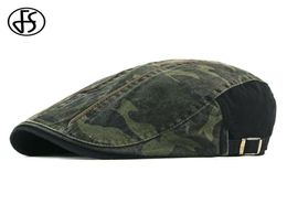 FS Camouflage Berets Hat For Men Women Herringbone Caps Washed Cotton Newsboy Cap Cabbie Ivy Flat Hat Adjustable Spring Summer3685683