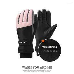 Cycling Gloves 1Pair Winter Plush Warm For Men Women Waterproof Cold-Proof Touch Screen Thickened Motorcycle Skiing