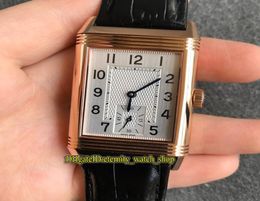 MGF Reverso Flip on both sides Dual time zone 2702421 White Dial Cal854A2 Mechanical Handwinding Mens Watch Rose Gold Watches e2954705
