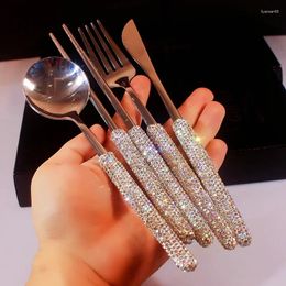 Dinnerware Sets Light Luxury Western Tableware Set Steak Tool Knife Fork High Appearance Level Diamond Stainless Steel Kitchen Supplies