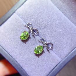 Stud Earrings SHILOVEM 925 Sterling Silver Natural Peridot Fine Jewelry Women Wedding Wholesale 5 7mm Le050798agg