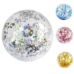 Sand Play Water Fun 40/60cm inflatable sparkling beach ball summer water ball sequin beach ball summer swimming pool party toy Q240517