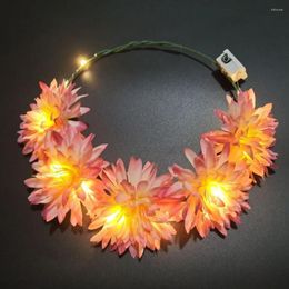 Party Decoration Women Girl Rattan Flower Light Up LED Headband Garland Glow Wreath For Birthday Wedding Christmas